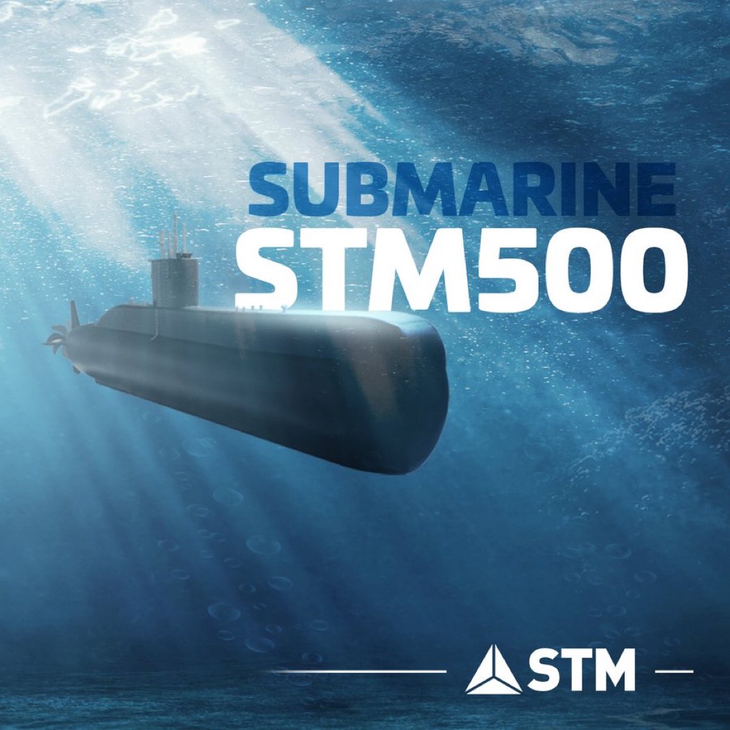 🟦🌊⚓️ DzKK || Navy ⚓ #STM500 submarine, specially designed for shallow waters & SOF OP’s, capable to stay underwater for about 30 days firing 8 heavy torpedoes & guided missiles. 
stm.com.tr/en/our-solutio… 
#submarines
#STMDefence
#subtuesday