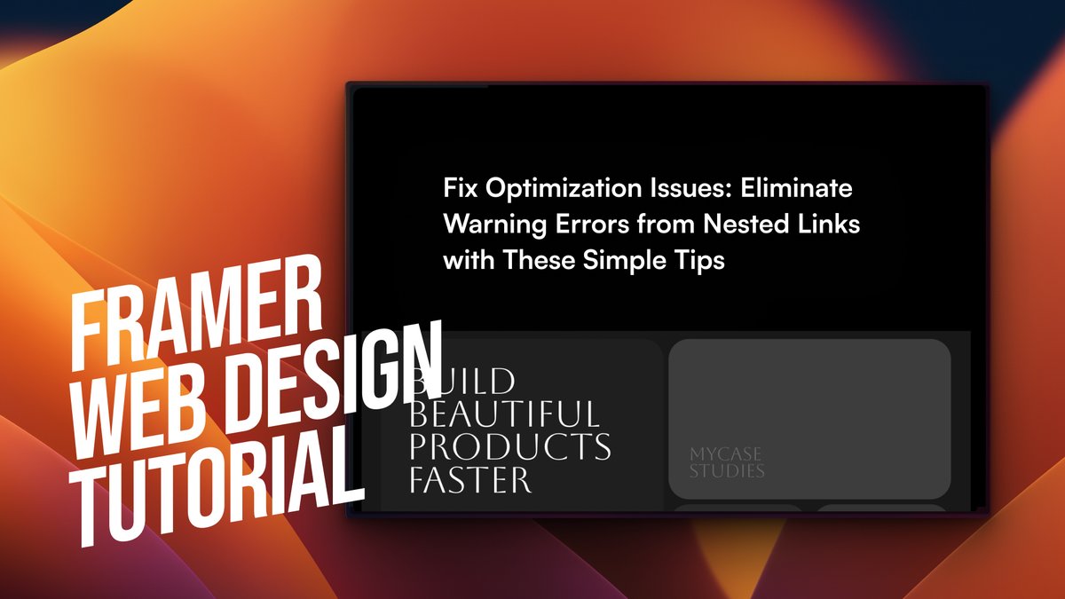 AdebimpeOmolaso's tweet image. Fix Optimization Issues: Eliminate Warning Errors from Nested Links with These Simple Tip
#websiteoptimization #nestedlinks #warningerrors #seo #webdevelopment #userexperience #optimizationissues #websitetips

youtu.be/kFw_4B-45HY @framer