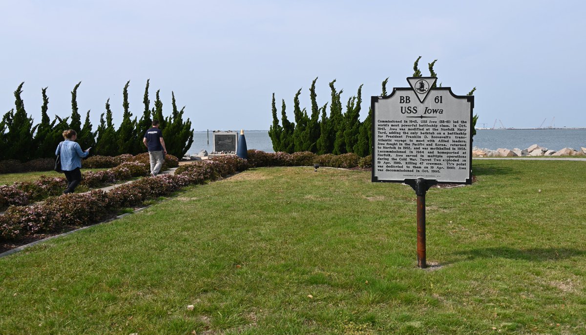 CavasShips's tweet photo. A memorial to those lost in the tragedy is on the shoreline of Naval Station Norfolk, Virginia, the IOWA's last homeport. These shots were taken 6 April 2023 https://t.co/b6i2EhfqBy