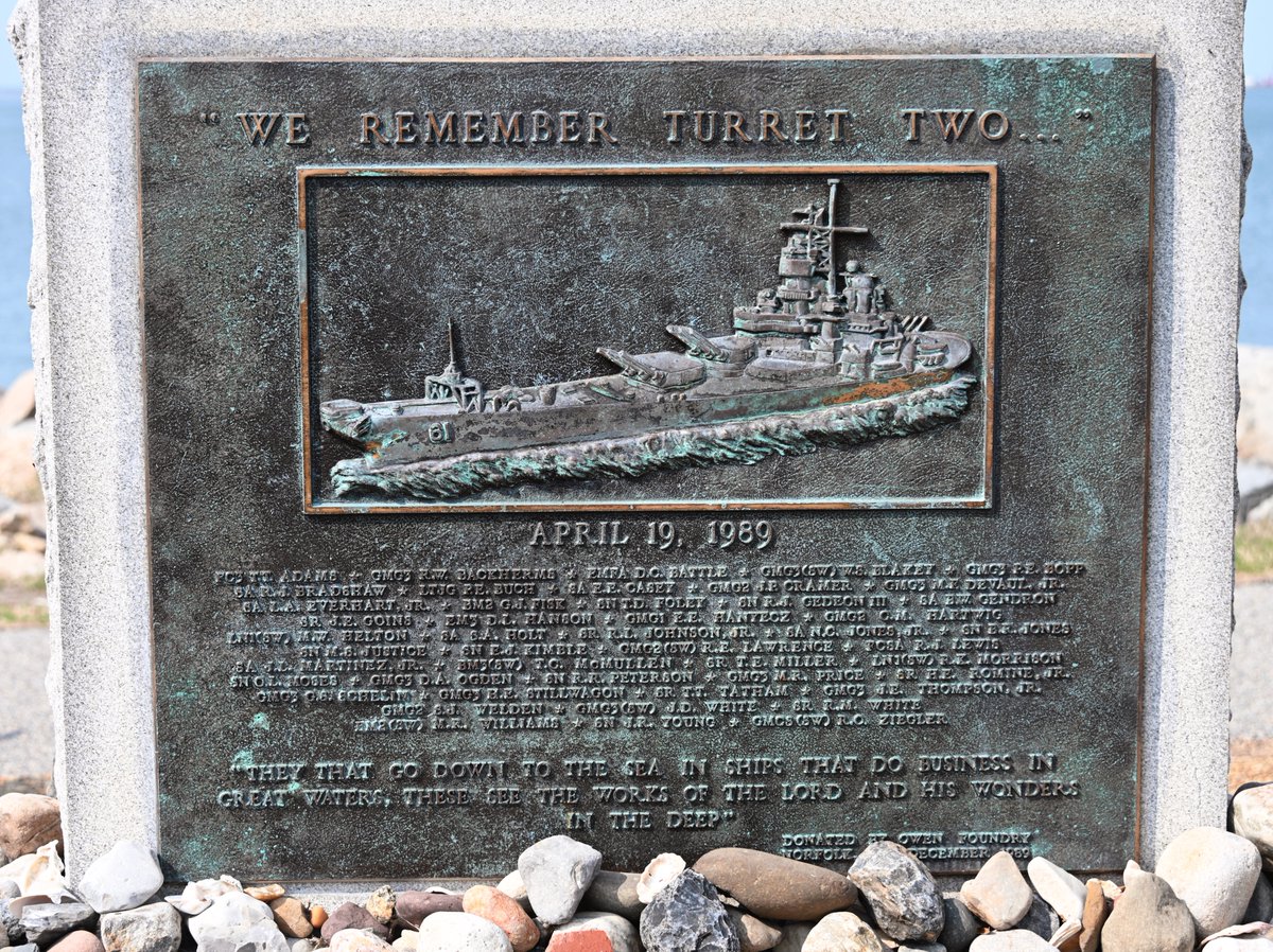 CavasShips's tweet photo. A memorial to those lost in the tragedy is on the shoreline of Naval Station Norfolk, Virginia, the IOWA's last homeport. These shots were taken 6 April 2023 https://t.co/b6i2EhfqBy