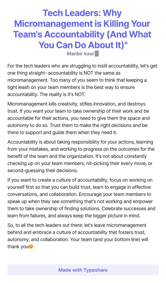 Tech Leaders: Why Micromanagement is Killing Your Team's Accountability (And What You Can Do About It)"
#ship30for30
#cxos
#micromanagement
#coachmanbir