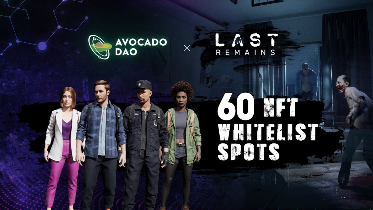 Avocadoguild's tweet photo. ⏰3 DAYS ONLY💥

@PlayLastRemains 60 NFTs WL Spots🔥

Ready to be a remaining survivor?🧟‍♀️

Win 60 WL Spots for the LAST REMAINS MINT by completing this task:
1️⃣Follow @PlayLastRemains &amp; @Avocadoguild
2️⃣RT &amp; Like
3️⃣Tag 3 friends
4️⃣Complete this quest:

https://t.co/u5NARHPnji https://t.co/oNVRYOliiB