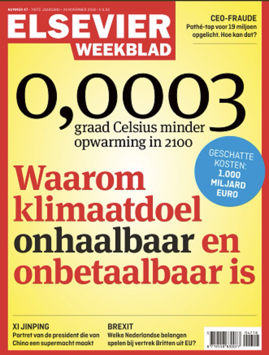 1.000 miljard euro voor 0,0003 graad Celsius minder opwarming in 2100. Ondertussen zijn boodschappen en energie onbetaalbaar, wordt uw vliegvakantie zwaar belast en moet u zich de godganse schuldig voelen dat u überhaupt ademhaalt. Wie en wanneer stopt deze #klimaatwaanzin?