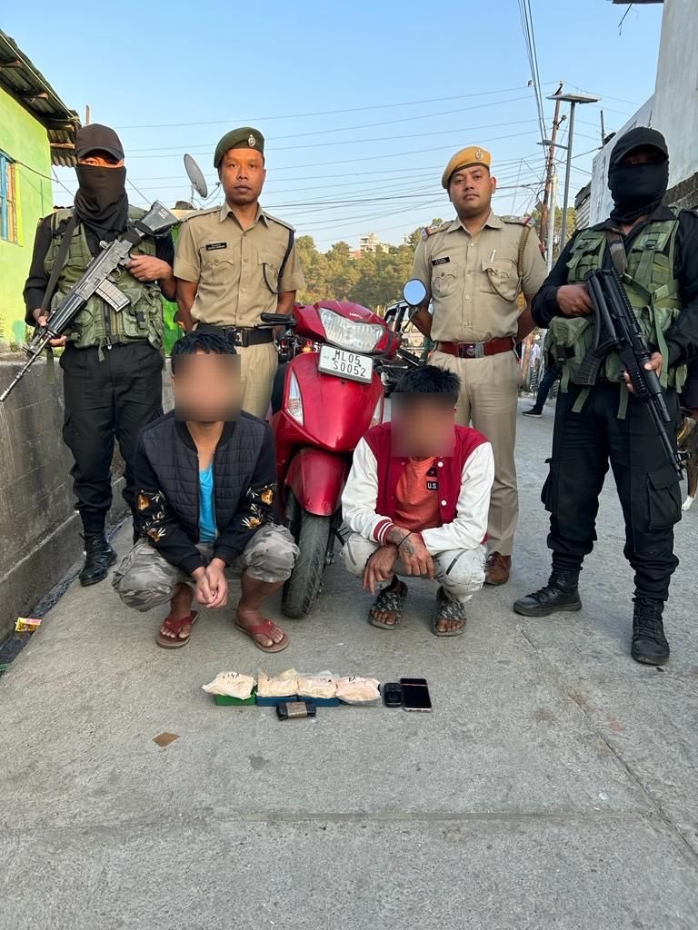 Shillongepeper's tweet photo. Yesterday in night long ops @EKH_Police  nabbed 2traffickers &amp;seized Heroin worth ₹24lakh,1 Scooty &amp;2 phns

Congratulations East Khasi hills. Keep the good work going 👍 @lrbishnoiips @MeghalayaPolice @dig_wr_tura @NIA_India https://t.co/wKvVjNb8IK