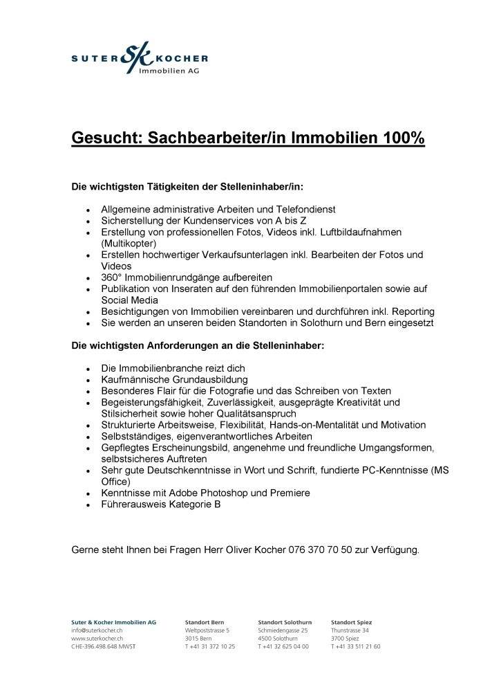 Suter & Kocher Immobilien AG (@suterkocher) on Twitter photo (1/2) We are hiring!
Suchst du nach mehr? Wir haben es! Bewirb dich jetzt als Sachbearbeiter/in Immobilien 100%
Wir freuen uns auf dich!
#suterundkocherimmobilienag #immobiliendienstleister #immobilienverkauf #immobilien #job #sachbearbeiter
�... <a href="/SuterKocher/">Suter & Kocher Immobilien AG</a> (1/2) We are hiring!
Suchst du nach mehr? Wir haben es! Bewirb dich jetzt als Sachbearbeiter/in Immobilien 100%
Wir freuen uns auf dich!
#suterundkocherimmobilienag #immobiliendienstleister #immobilienverkauf #immobilien #job #sachbearbeiter
�... <a href="/SuterKocher/">Suter & Kocher Immobilien AG</a>
