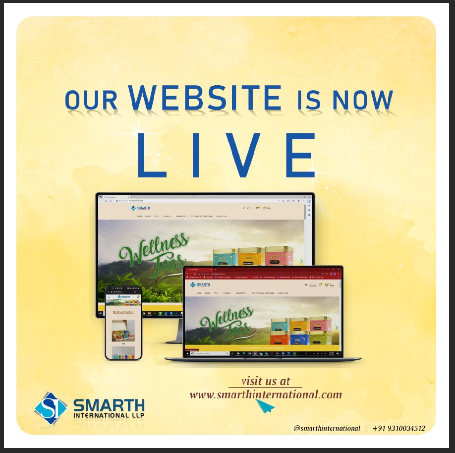 Internat1Smarth's tweet photo. We are pleased to announce that our new website is now Live! April 19, 2023.         
#website development; #website design; #digital media; #branding ...#SILLP #smarthinternational #e#ecommerce

Visit -www.smarthinternational.com https://t.co/LU9Plj0nqt