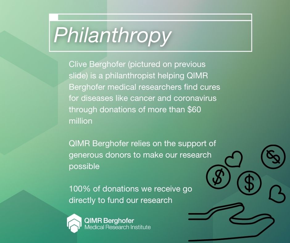 QIMRB_Institute's tweet photo. Today's word: PHILANTHROPY
Our scientific research and health breakthroughs need philanthropy.
When people work together to fund and support outcomes that benefit everyone and improve society, that's philanthropy.
#WOTW #WordoftheWeekWednesday https://t.co/ufzB8IyxsD
