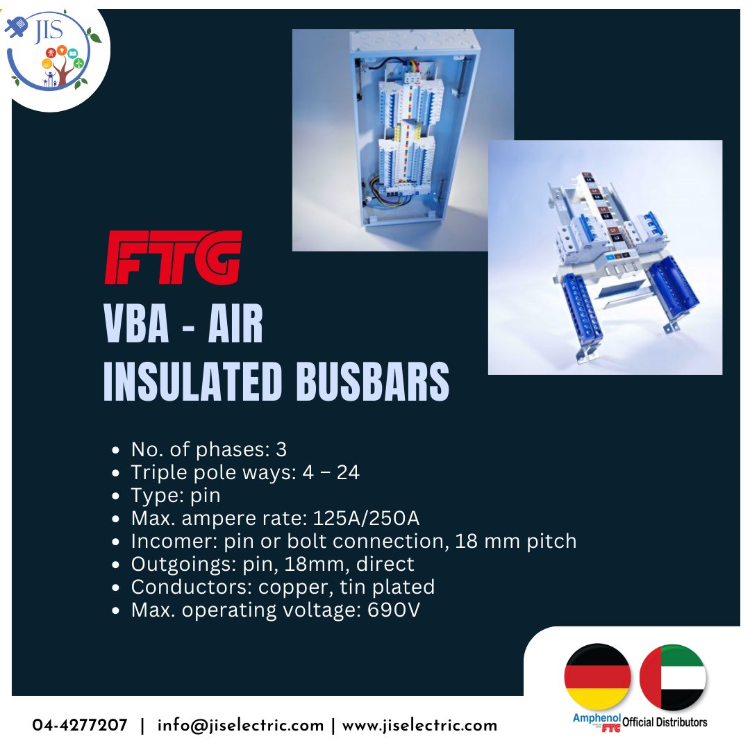 VBA Air Insulated Busbars
Make: FTG

Contact now: 044277207
or Visit Us: jiselectric.com

#ElectricalSafety #dubailife #uaecommunity #powersupplyrepair #electricalinstallation #uae #manufacturingindustry #manufacturingengineering #electricalservices #manufacturingprocess