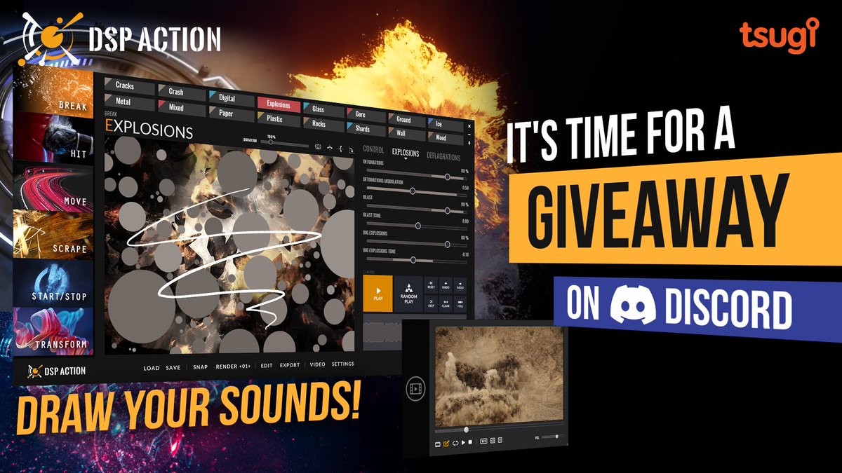 tsugistudio's tweet photo. 🚨It's time for another giveaway!🤩🎁
Join our discord server for a chance to win #DSPAction!💥👇
https://t.co/AXZvk8uI24
We'll reveal the winner on May 1st!
#proceduralaudio #gamedev #indiegamedev #indiedev #sounddesign #gameaudio https://t.co/B3IU0AER9s
