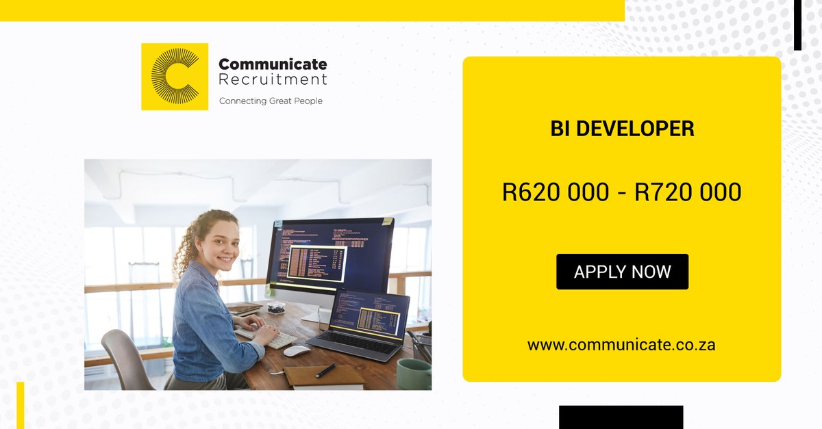 CommunicateSA's tweet photo. Join South Africa's leading insurance group with a flexible company culture and endless career progression. This organization is expanding and looking for a BI Developer to join their top-performing team based in Johannesburg North. Apply here https://t.co/rPSl1eOHzk https://t.co/sFthSzGAEP