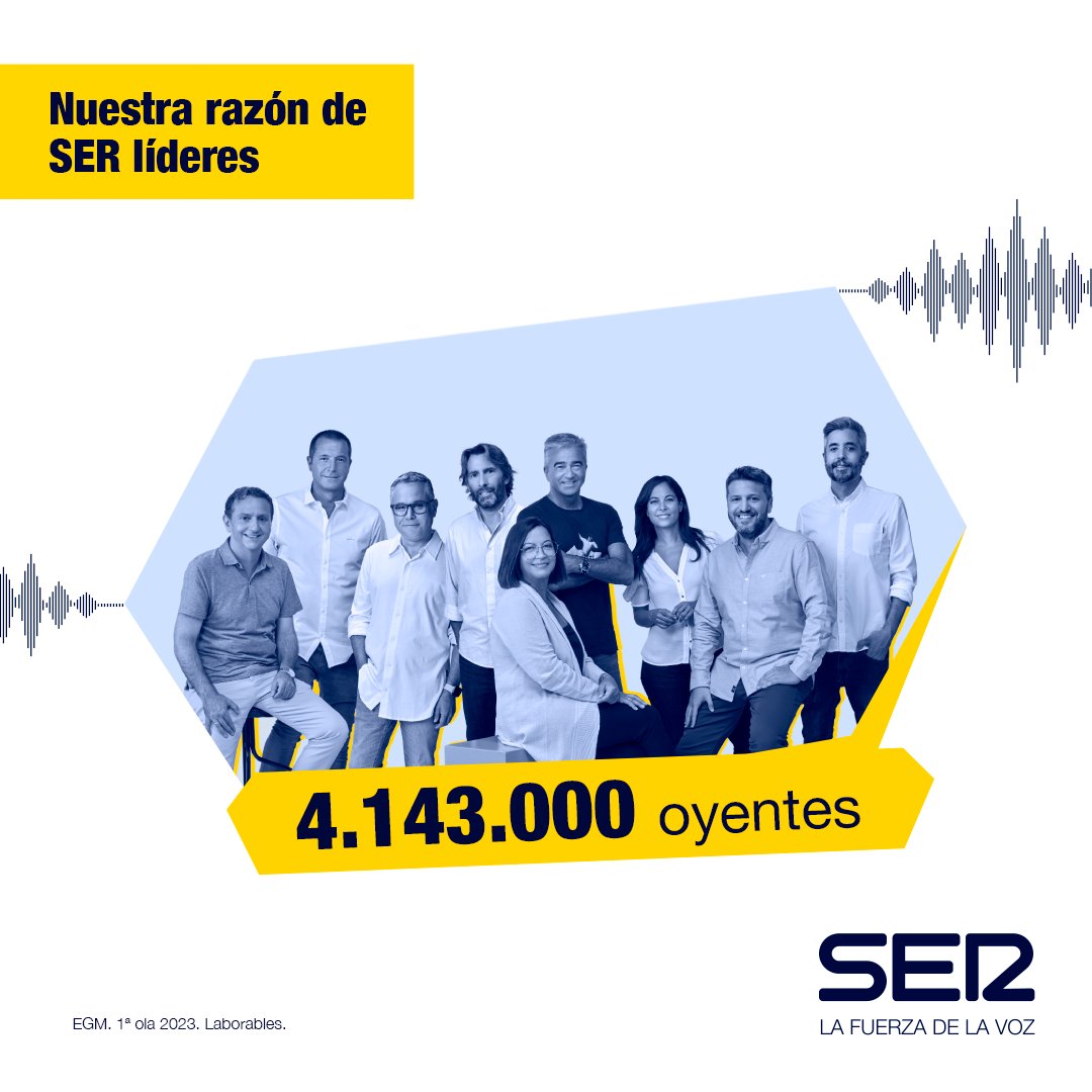 📻#EGM | <a href="/La_SER/">Cadena SER</a>, líder indiscutible de la radio con 4.143.000 oyentes

¡Gracias por elegirnos una vez más para acompañarte en tu vida! 😍

cadenaser.com/nacional/2023/…