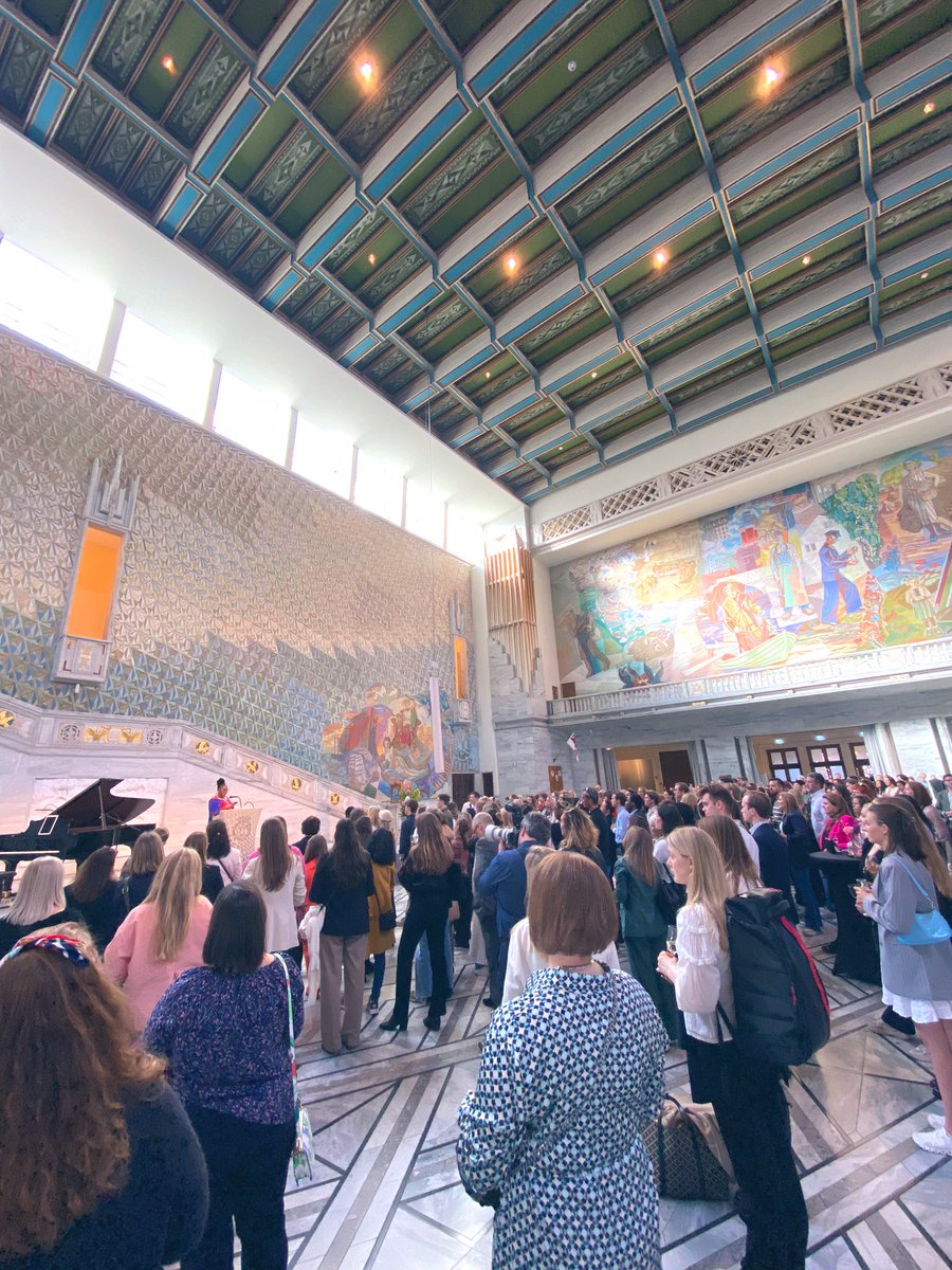 KamillaUbuntu's tweet photo. At Oslos’s epic conference  #SHE2023 on inclusion&amp;innovation: full house at Mayor Marianne Borgen reception!

“Women’s participation in the labor market has contributed more to Norwegian GDP than oil in the North Sea!” 🔥
Everyday is a good day to #empowerdifference. Be an ally! https://t.co/fgtp5JCCJ4