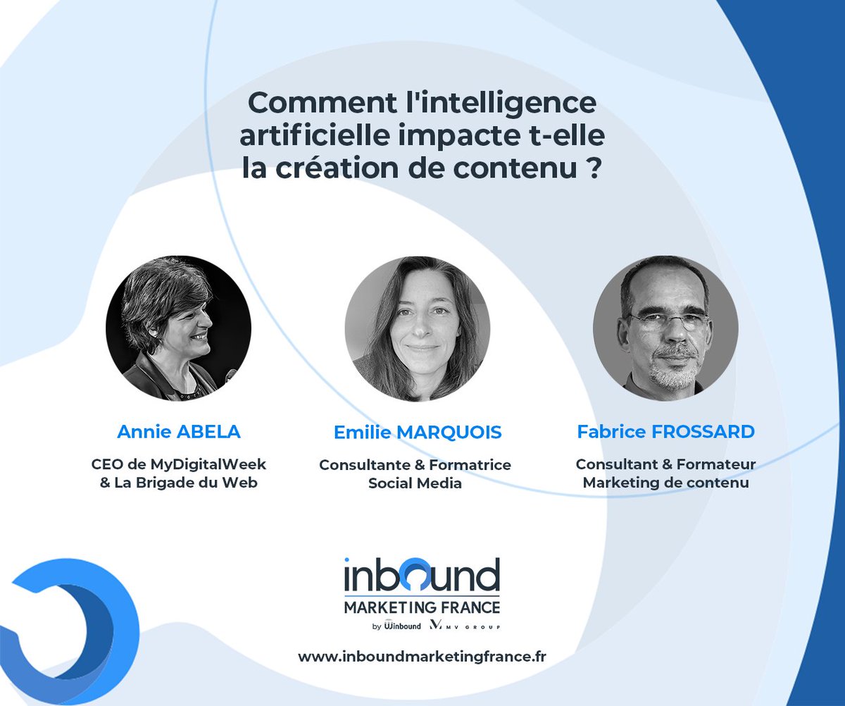 emiliemarquois's tweet photo. #MasterclassDuJour Comment l'#IA impacte t-elle la création de contenus ?
@AnnieLichtner, @FabriceFrossard et moi-même vous donnons RDV 🗓️ le 13/06 prochain à #Rennes dans le cadre de @we_are_inbound. ▶️ https://t.co/gvbUcb9uxW
Qui y sera ? 🙂
#Influence #IMF23 https://t.co/kh6pc2x3l0