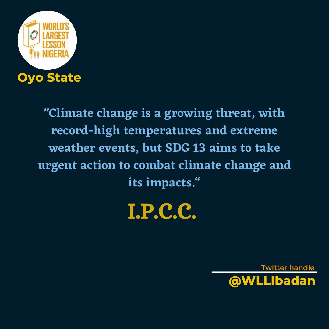WLLIbadan's tweet photo. #Climate change is a growing threat but #SDG 13 aims to combat its impacts. #UN #ClimateAction @i_am_betterdays @itsallisay_com @Naija_PR @NimotGbemmy @SustyVibes @UN @WorldsLessonNG @TheWorldsLesson @DEANinitiative @UNHABITAT https://t.co/MPw0xuDFnO