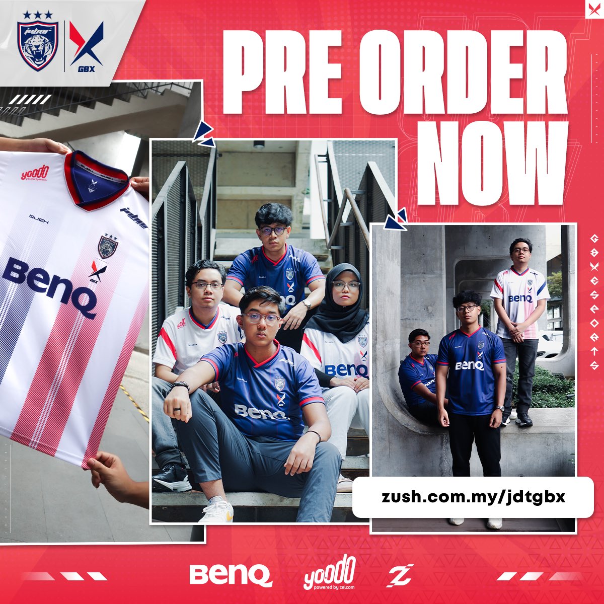JDT_GBXEsports's tweet photo. OFFICIAL JDT | GBX ESPORTS KITS 🔴🔵 

All sizes are available. Get yours now 👊🏻
Pre-order at https://t.co/UoSozdwFoM

Luaskan Kuasamu Johor 🔴🔵

#JDTGBXEsports #LuaskanKuasamu #Mendonia #BenQ #Zush #Yoodo #YoodoEsports #youdoityourway https://t.co/QwGEQp8pFb