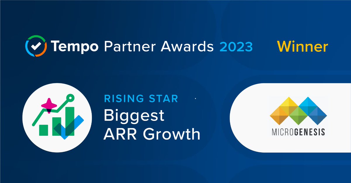 Mgtechsoft's tweet photo. Exciting news! #MicroGenesis has won the @TempoHQ #PartnerAward 2023 for Biggest ARR Growth! We are thrilled to be recognized for our commitment to our clients and our partnership with #Tempo. https://t.co/hGgcHk5lXw