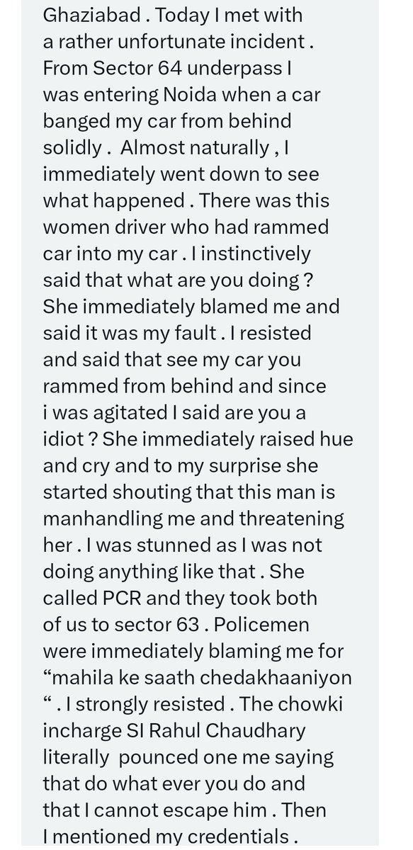 DeepikaBhardwaj's tweet photo. A shameful incident that occured in Noida-Ghaziabad where a retired army officer, a veteran was forced &amp; bullied by police to apologize to a woman even though it is she who rammed his car. Shameful. 

Plz take cognizance @ghaziabadpolice @noidapolice @Uppolice @upcoprahul https://t.co/HPVWRheWgh