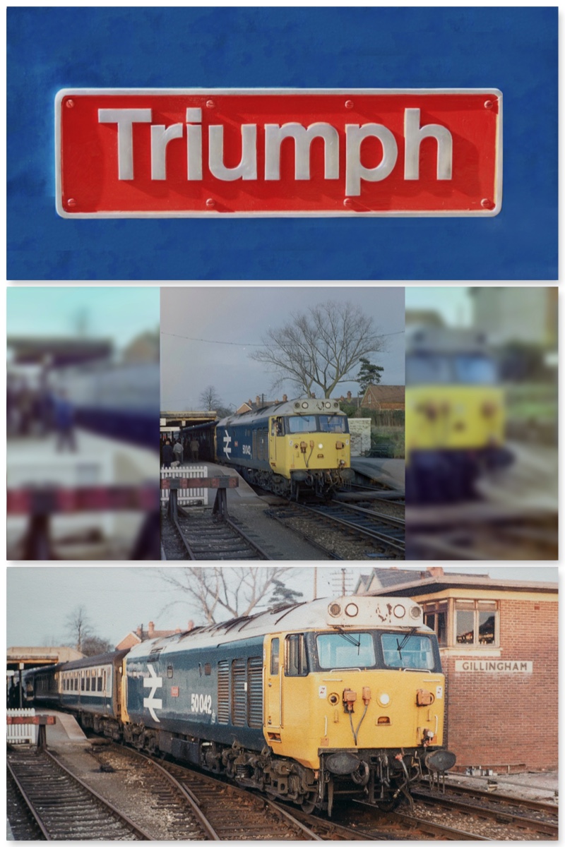 Class 50, 50042 'Triumph' at Gillingham (Dorset) in the 1980s. #Class50 #trains