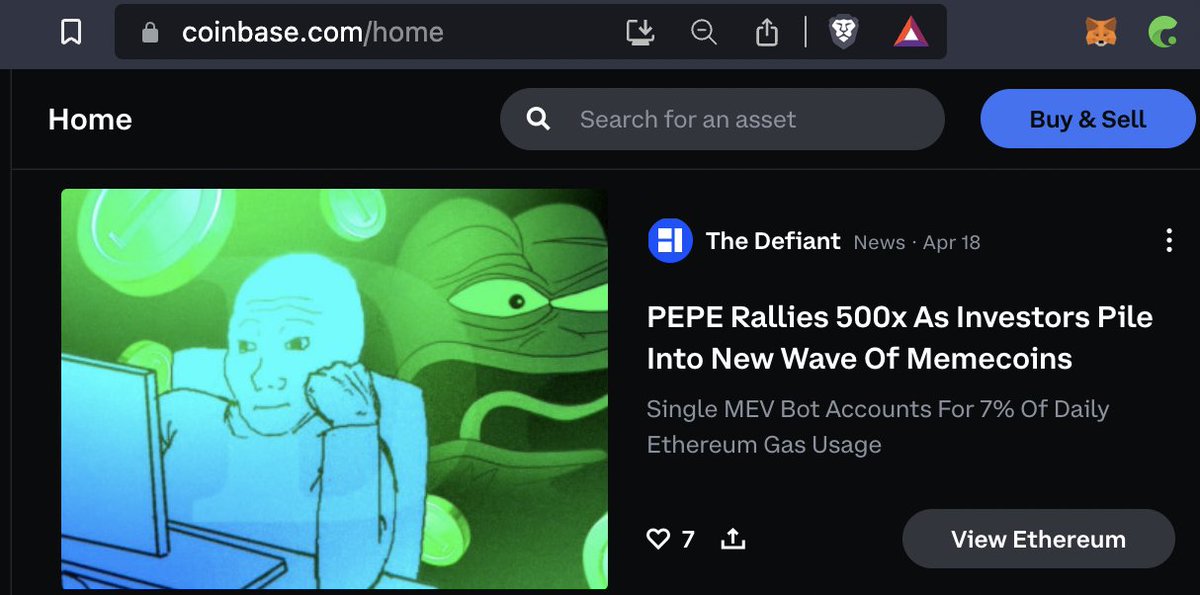 Aaaaaand $PEPE is in <a href="/coinbase/">Coinbase 🛡️</a>'s News section 🐸
REEEEEEEEE
