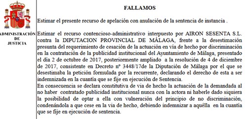Lean aquí las dos sentencias íntegras a favor de EL OBSERVADOR que condenan al Ayuntamiento de Málaga de De la Torre (PP) y a la Diputación que presidía Elías Bendodo (PP) por repartir publicidad a dedo solo entre medios amigos
revistaelobservador.com/opinion/50-red…