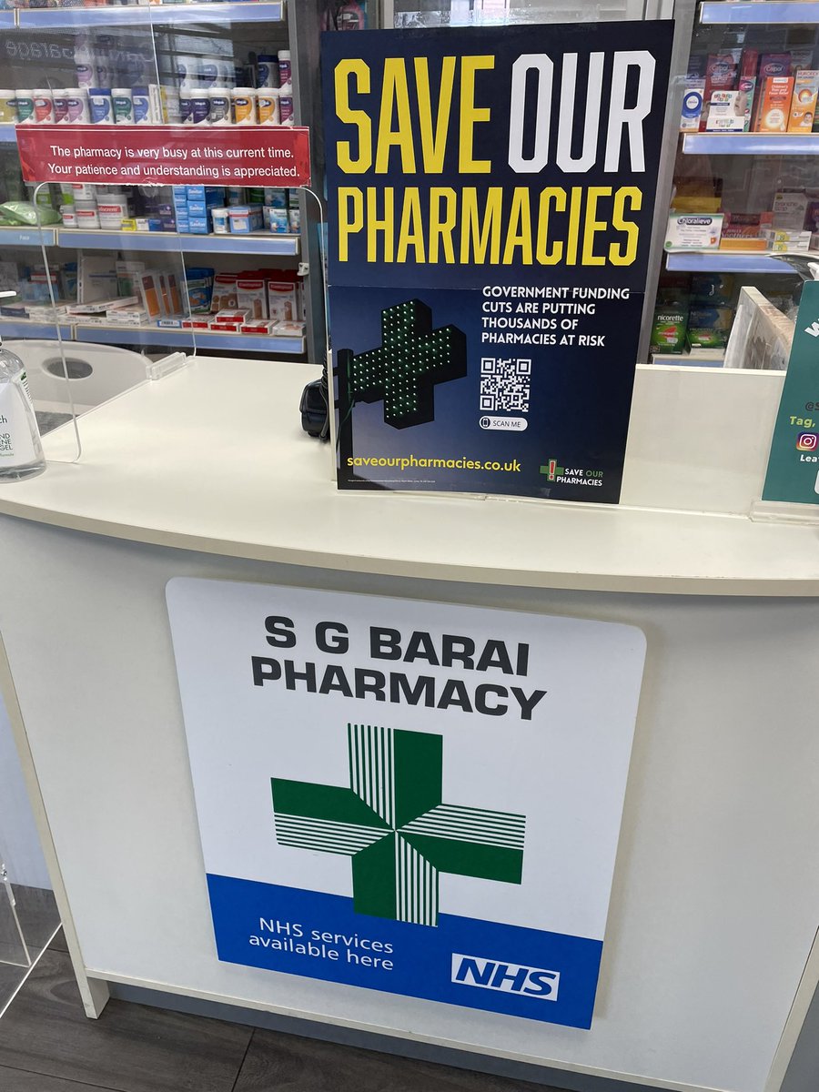 Never:
- has my pharmacy been busier 
- have my patients used my pharmacy as much 
- have we worked harder
- have we provided more services for the NHS

than now. 

Yet, go figure, why am I having to put this #saveourpharmacies poster up? 

🙏🏽 2 @PharmacyMagUK 4 distributing it