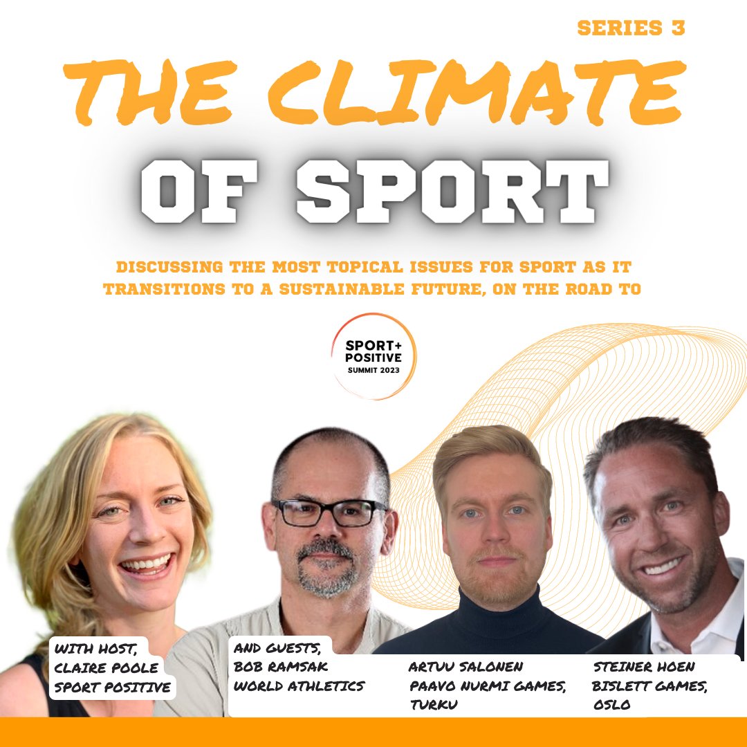 Sport Positive (@sportpossummit) on Twitter photo 🚨#EarthDay Special Climate of Sport Podcast
🎙️ Join <a href="/claireypoole/">Claire Poole</a> as she speaks to incredible leaders in the athletics space:
🎽 @BobRamsak, <a href="/WorldAthletics/">World Athletics</a>
🎽 Steinar Hoen, <a href="/BislettGames/">Bislett Games</a>
🎽 Arttu Salonen, <a href="/paavonurmigames/">Paavo Nurmi Games</a>
🔗 Listen: sportpositive.org/podcast
#ClimateofSport 🚨#EarthDay Special Climate of Sport Podcast
🎙️ Join <a href="/claireypoole/">Claire Poole</a> as she speaks to incredible leaders in the athletics space:
🎽 @BobRamsak, <a href="/WorldAthletics/">World Athletics</a>
🎽 Steinar Hoen, <a href="/BislettGames/">Bislett Games</a>
🎽 Arttu Salonen, <a href="/paavonurmigames/">Paavo Nurmi Games</a>
🔗 Listen: sportpositive.org/podcast
#ClimateofSport