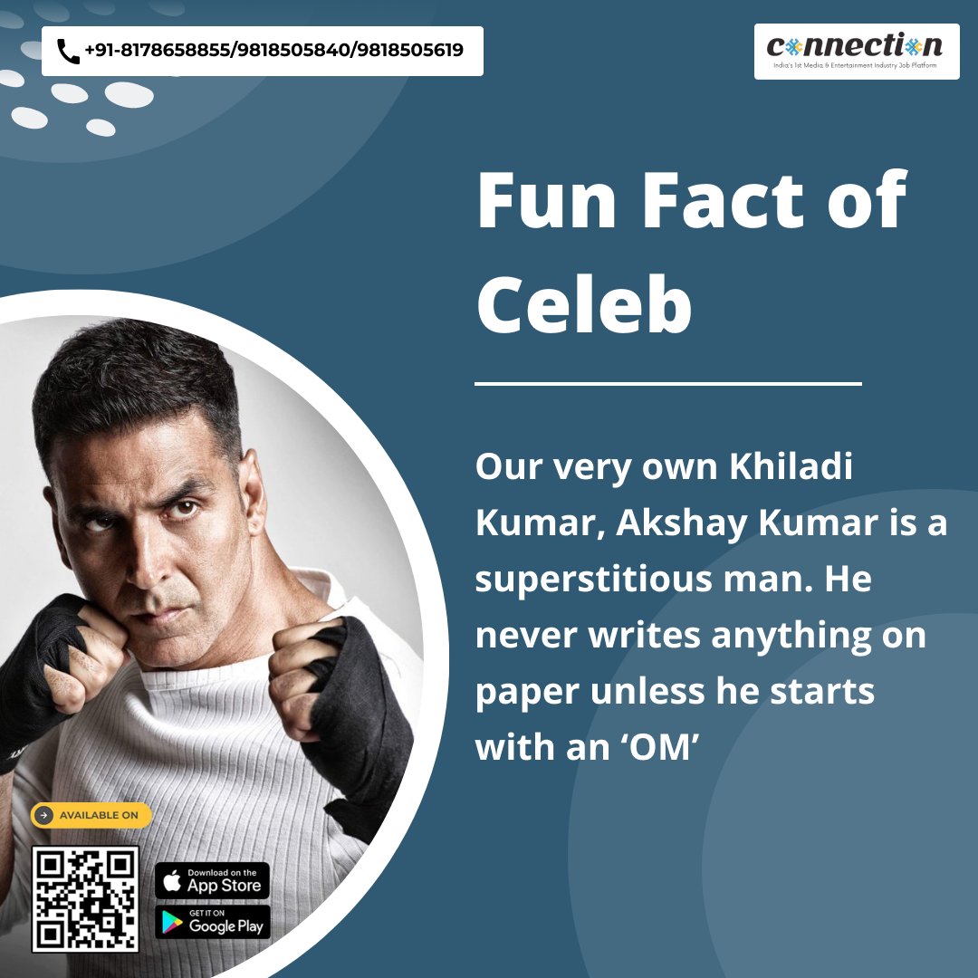 connectionwala's tweet photo. Discover the juiciest and most surprising fun facts about your favorite celebrities."

 #FunFacts #CelebrityTrivia #DidYouKnow #StarGossip #EntertainmentFacts #CelebSecrets #FamousFacts #bollywoodTrivia #PopCultureFacts #SurprisingFacts @akshaykumar https://t.co/71DCL0d5ju