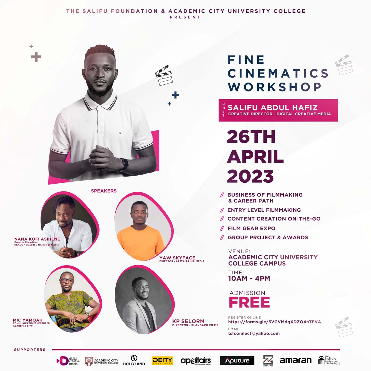 dcmedia_live's tweet photo. ‘ Fine Cinematics Workshop ‘

26th April, 2023.

Academic City University College 

10am to 4pm https://t.co/elvhvXenDH