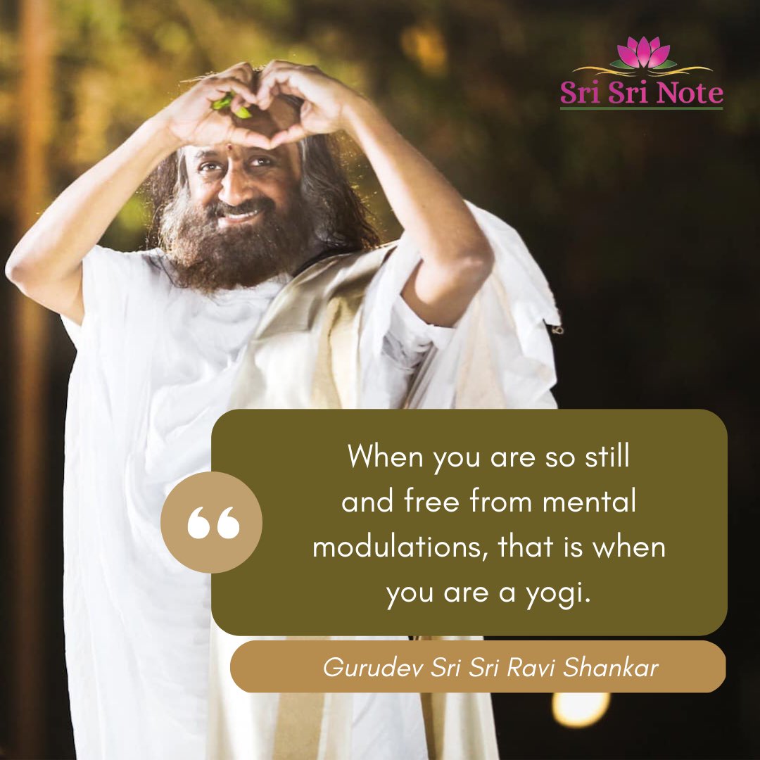 BreathWGrace's tweet photo. #SriSriNote: When you are so still and free from mental modulations, that is when you are a yogi. - Gurudev @SriSri 

#Yogi #Stillness #Freedom #balance https://t.co/d6TtEcM71a
