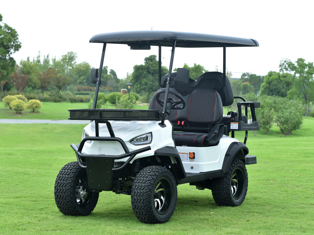 Lannmarker's tweet photo. 2023 Electric Golf Cart Movel 2+2 Lifted.
Main Features as Below:
1. Rear folding seat kits
2. Folding windshield
3. LED lamp, signal &amp; Tail light 
4. Aluminium wheel with turf tire
7. Forward &amp; Reverse camera, MP3, Car-player
10. Bluetooth speaker
11. 48V 150AH Gel batteries https://t.co/rXaDgOFQw4