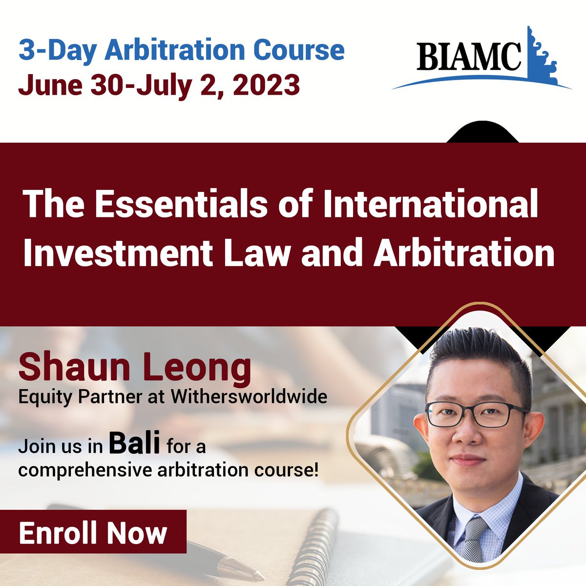 We are thrilled to welcome Shaun Leong, Equity Partner at Withersworldwide, as the facilitator for Day 3 of The Essentials of International Investment Law and Arbitration on Sunday,July 2 in Bali, bit.ly/InvestmentLawA… #Arbitration #InternationalInvestmentLaw #DisputeResolution