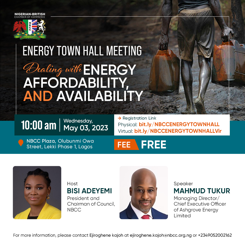 nbccng's tweet photo. Join us at Energy Town Hall discourse to share perspectives and ideas on dealing with these concerns in the Nigeria Energy Sector.

Physical
https://t.co/w4ocuuGY9s

Virtual
https://t.co/JpMrlSc3Ce

#NBCCEnergyTownhall
#energyaffordability
#energyavailability #nigeriaenergyforum https://t.co/pkGrg8Rbbo