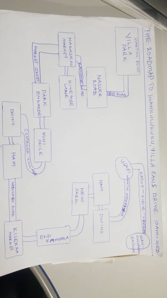 SCVillaJogoo's tweet image. Here's the sketch route of the fans' convoy fm Villapark to Wankulukuku while traversing the city... Fans will always be fans🤣

Don't miss the fun! 
#SCVUpdates #WeAreJogoos #UPLFootball