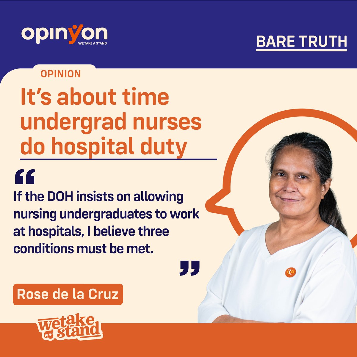 OpinYonNews's tweet photo. It’s about time undergrad nurses do hospital duty
By Rose de la Cruz

Read more
https://t.co/6tJ3w3dvBc

#Undergrad #DOH #Nurses #HospitalDuty #Bare #Truth #BareTruth #Column https://t.co/6brXlnEdVm