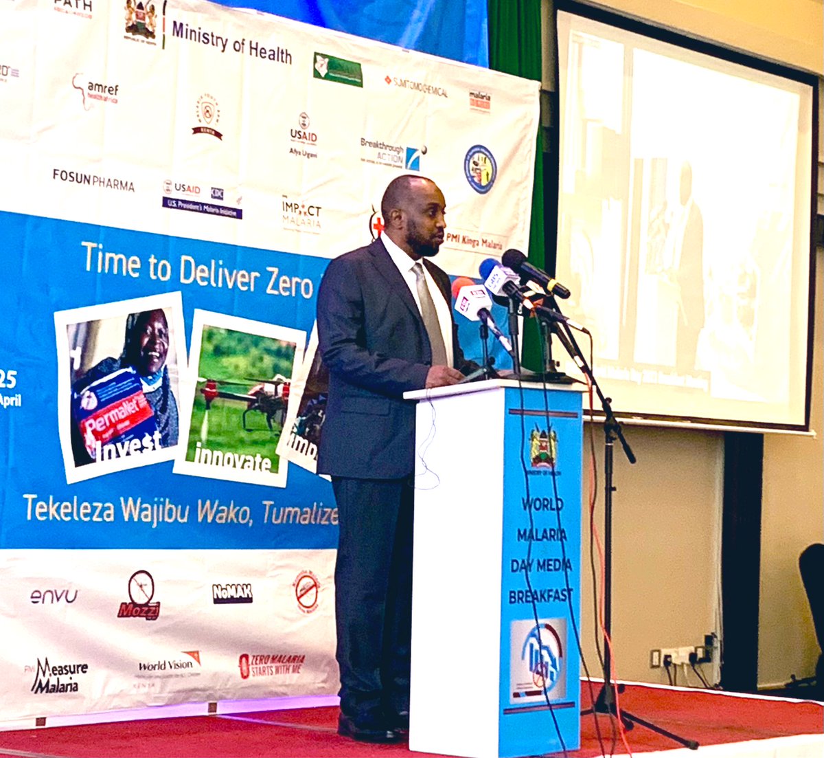 World Malaria Day 2023 event in Kenya! Today, we launch three key initiatives: the Malaria Behaviour Survey 2022, the National Malaria Elimination Plan, and County Plans. These initiatives will accelerate progress towards a malaria-free Kenya. 

Dr. Ahmeddin Omar, Head <a href="/DNMPKenya/">National Malaria Control Program - Kenya</a>