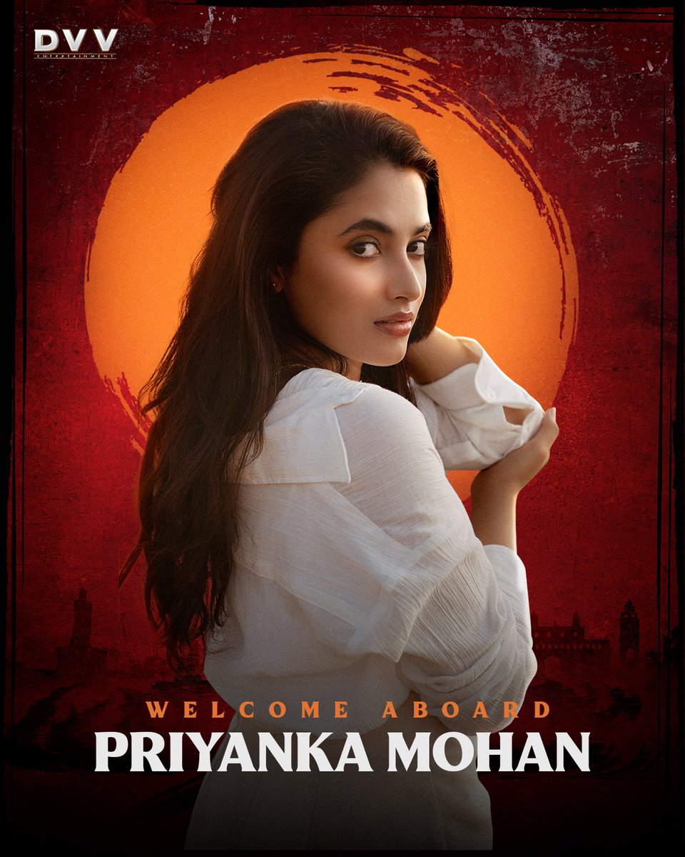 TXTVOfficial's tweet photo. Priyanka Mohan joins team #OG as the lead actress of the film. 🔥
First Schedule currently happening in Mumbai!! 

#FireStormIsComing #TheyCallHimOG

@PawanKalyan
@PriyankaaMohan
@sujeethsign @dop007 @MusicThaman #ASPrakash @DVVMovies https://t.co/y8uQeUgtXL