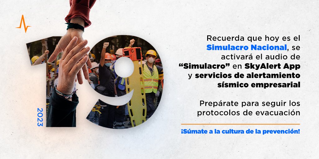 SkyAlertMx's tweet photo. Hoy se realizará el #SimulacroNacional a las 11:00 a.m.
Se activará el audio de “Simulacro” en SkyAlert App, y en los servicios de alertamiento empresarial.

#LaAlertaConfiable https://t.co/togQUhY7GZ