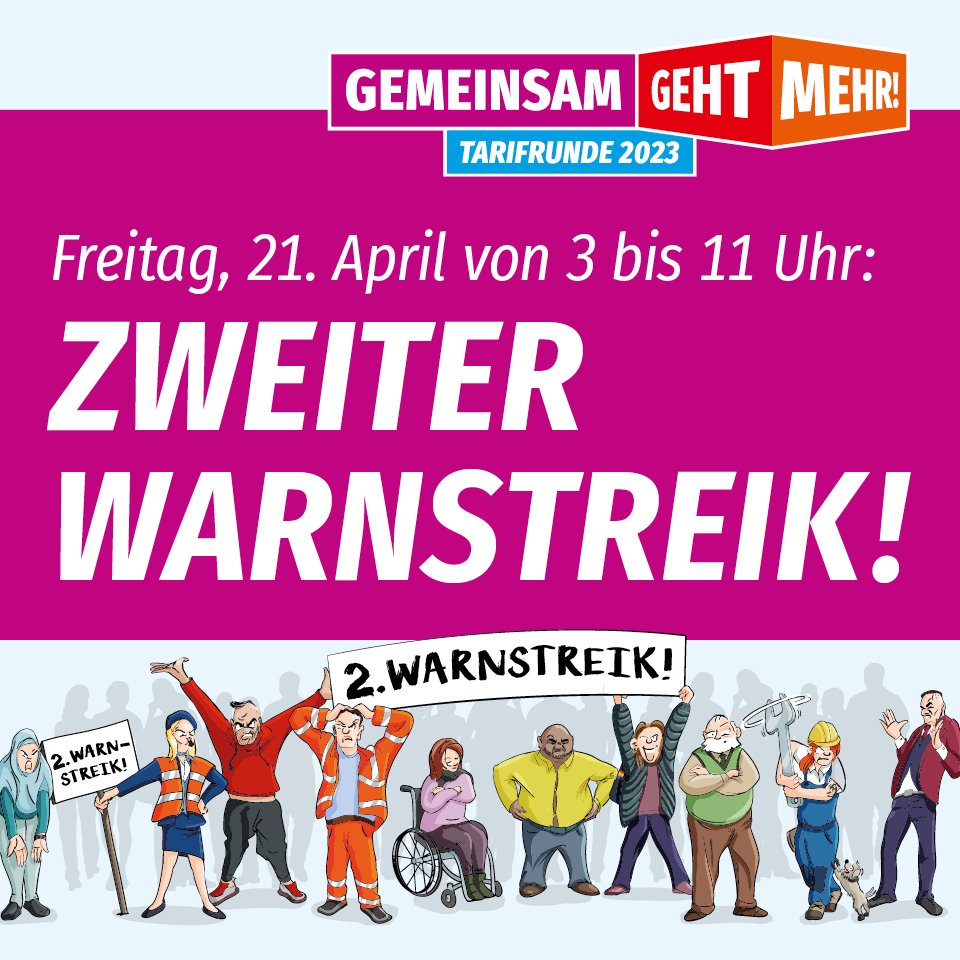 Freitag #Warnstreik zwischen 3 und 11 Uhr bei den Unternehmen der #Tarifrunde2023. Wir wollen ernsthafte Angebote und keine Tarifverhandlungen nach Gutsherrenart. Offen ist der Streikaufruf bei der Transdev. Dort wird heute verhandelt. evg-online.org/meldungen/deta… #gemeinsammehr