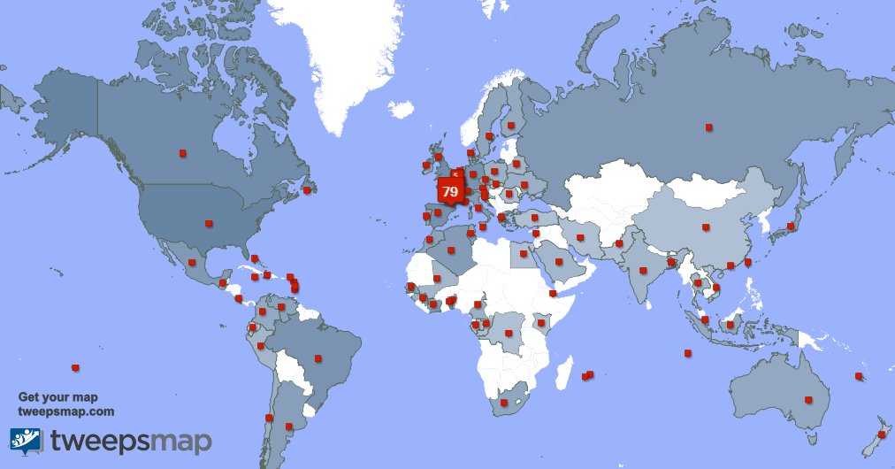 Merci beaucoup à mes 2 nouveaux abonnés qui vivent en: Brésil, et plus la semaine dernière. tweepsmap.com/!LucArbogast