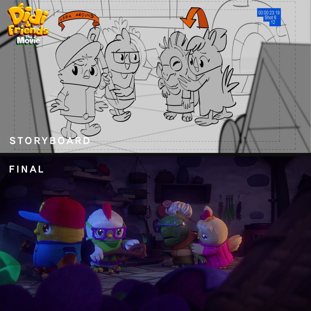 For example, these shots right here. Our inhouse kickass artist <a href="/ajinda/">ajinda</a> was the Storyboard Revisionist for this scene.

Originally with a slower buildup and a different reveal, we felt the pacing needed to be improved to move the story along faster.

#didiandfriendsthemovie
4/6