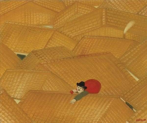 BORN ON THIS DAY ~Happy Birthday 

Fernando Botero Thief on the Roof 1980
Oil on canvas 