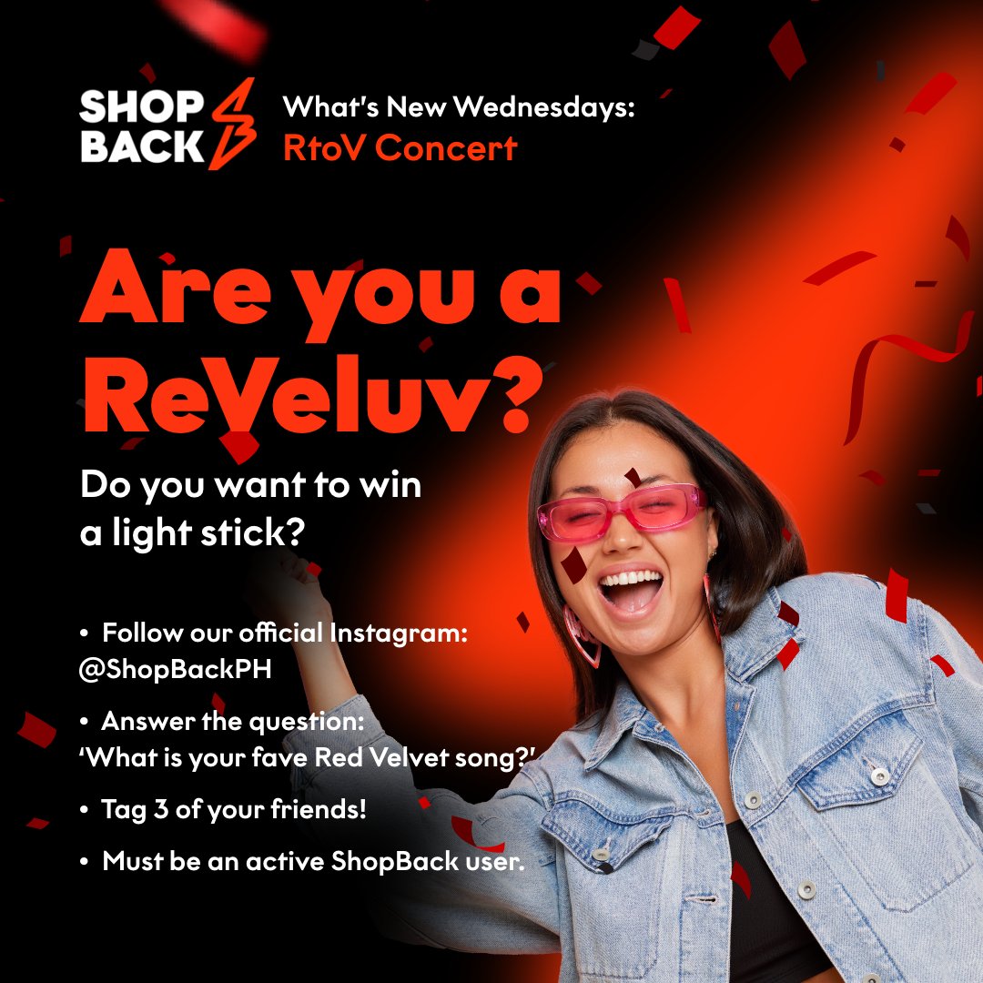 shopbackph's tweet photo. Do you want to win an RV light stick?
πFollow our official IG: @shopbackph
πAnswer: "What is your favorite Red Velvet song?
πTag 3 of your friends
We'll announce the winners on April 28. #ShopBackForTheWins #RedVelvet #RtoVinMNL #REDVELVETinMNL2023 https://t.co/MLpubrOoVg