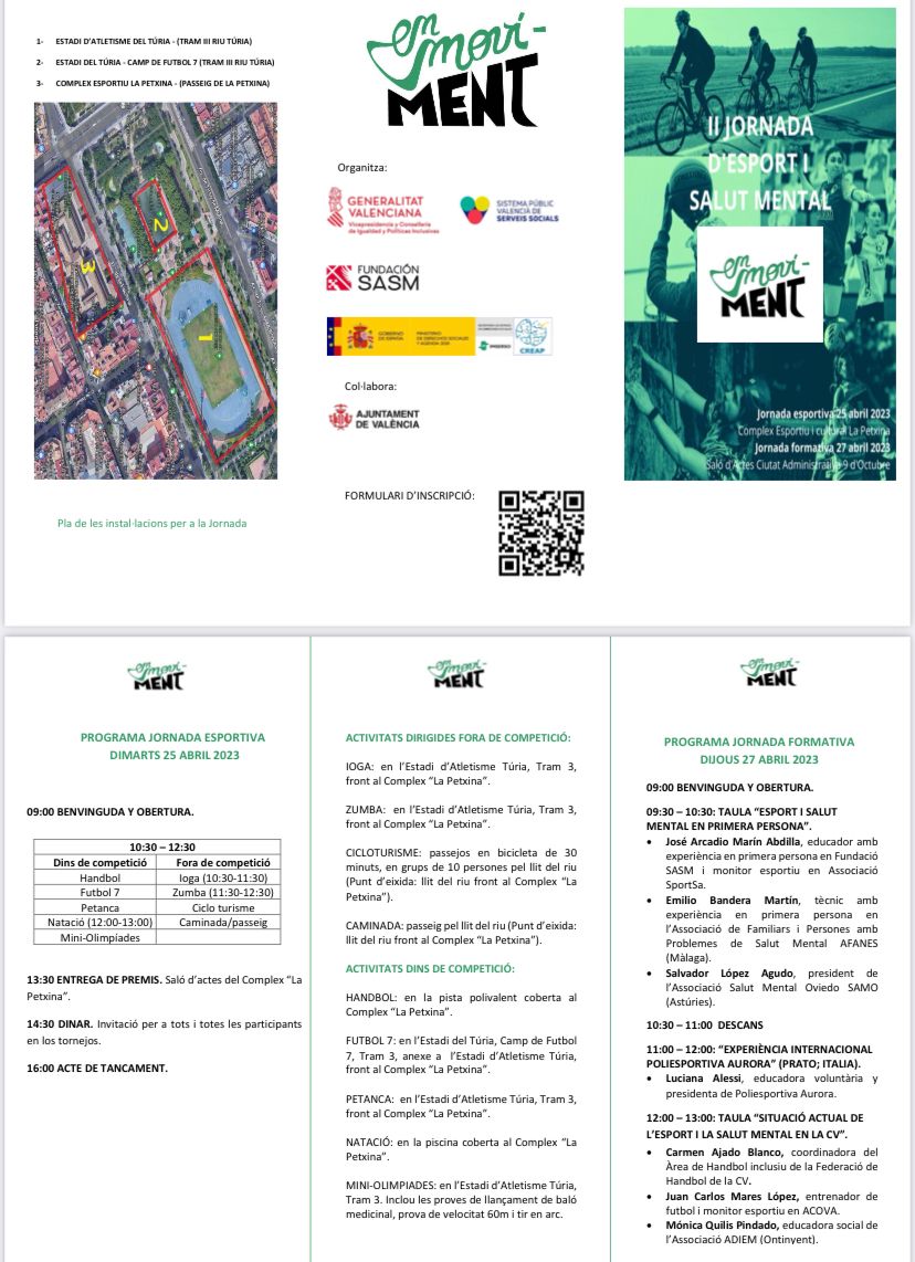 Se informa que HOY y MAÑANA serán los últimos días para poder inscribirse en la Jornada Formativa del jueves 27/04/2023. También es posible la inscripción a través del Código QR que figura en los trípticos.
 
Os animamos a participar en ella.