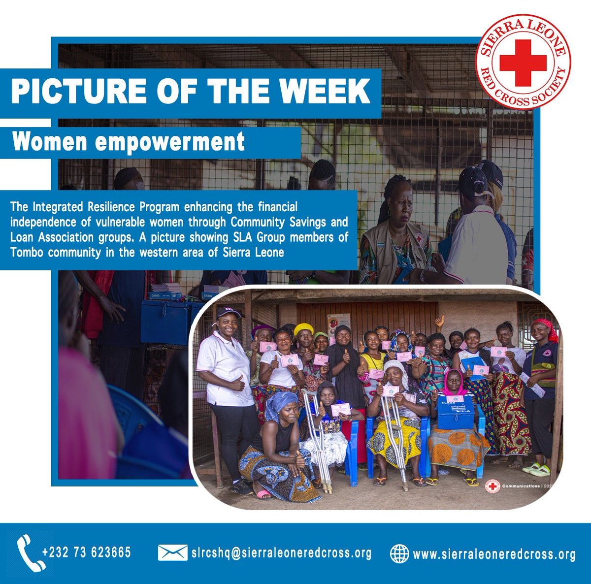 slrcstoday's tweet image. The Integrated Resilience Program enhancing the financial independence of vulnerable women through Community Savings and
Loan Association groups. A picture showing SLA Group members of Tombo community in the western area of Sierra Leone.
@BritishRedCross