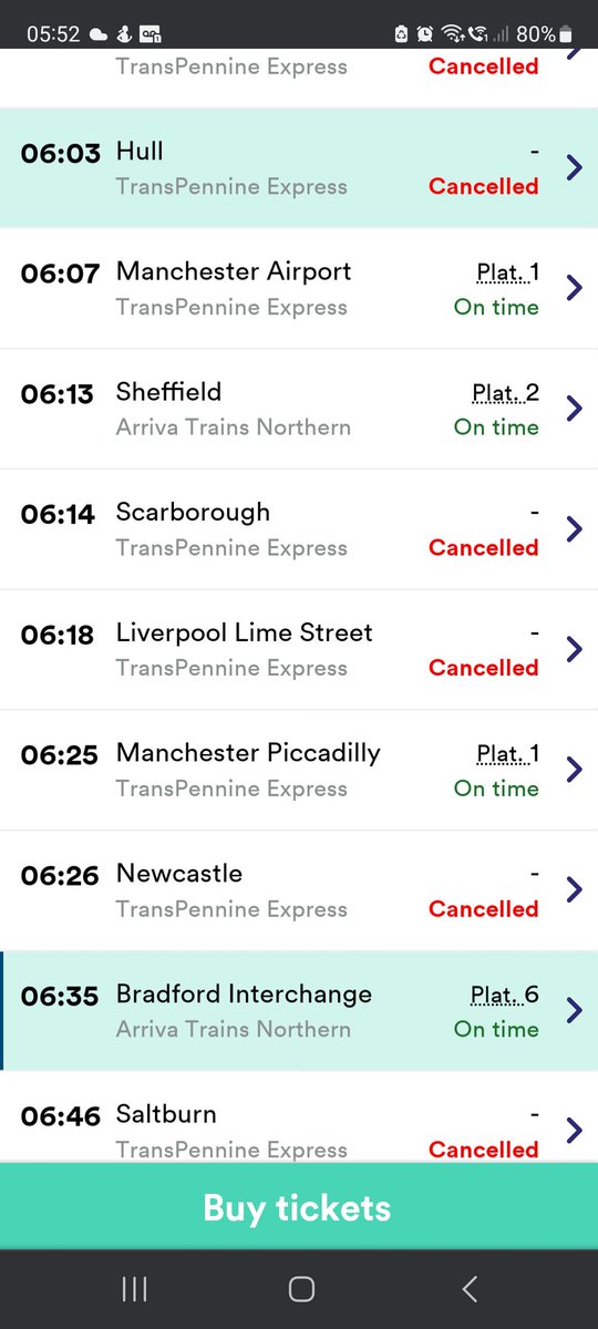 DaTownend's tweet photo. @MayorOfWY @TracyBrabin @TPExpressTrains @dft @RishiSunak and this is a 40% increase in punctuality 🤣 https://t.co/BJK6xUxzQG
