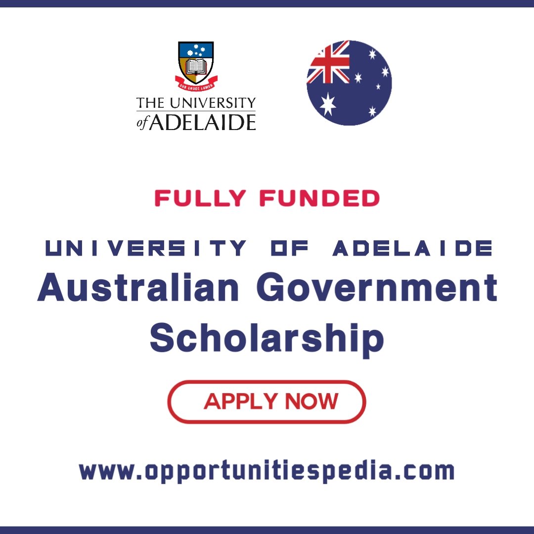 Opedia3's tweet photo. University of Adelaide Australian Government Scholarship 2023 (Fully Funded)

Details Here: https://t.co/aku6cAQdP5

Scholarship Benefits:
📌 Living allowance
📌 Overseas Student Health Cover (OSHC) World care policy
📌 Relocation and publication expenses

Deadline : 5 June 2023. https://t.co/bMWrxtTJep