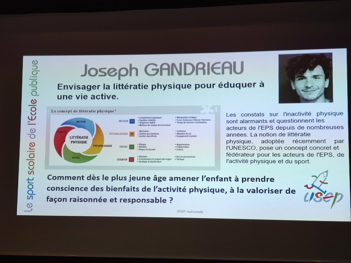 [Stage des dirigeants]
Ouverture de la journée avec l'intervention de Joseph Gandrieau, doctorant spécialiste de la littératie physique : "Promouvoir l'activité physique, c'est promouvoir la réussite scolaire"