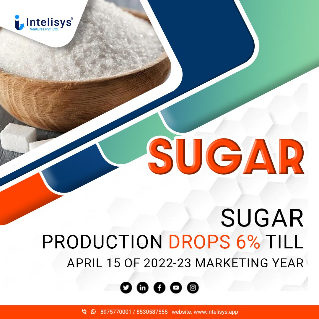 Sugar production drops 6% till April 15 of 2022-23 marketing year.
.
#sugarindustry #sugar #sugarland #productions #growthanddevelopment #dailynews #dailynewsupdates #dailymarketupdate #newsupdates #marketnews #marketupdates #stockmarketindia #dailyposts
