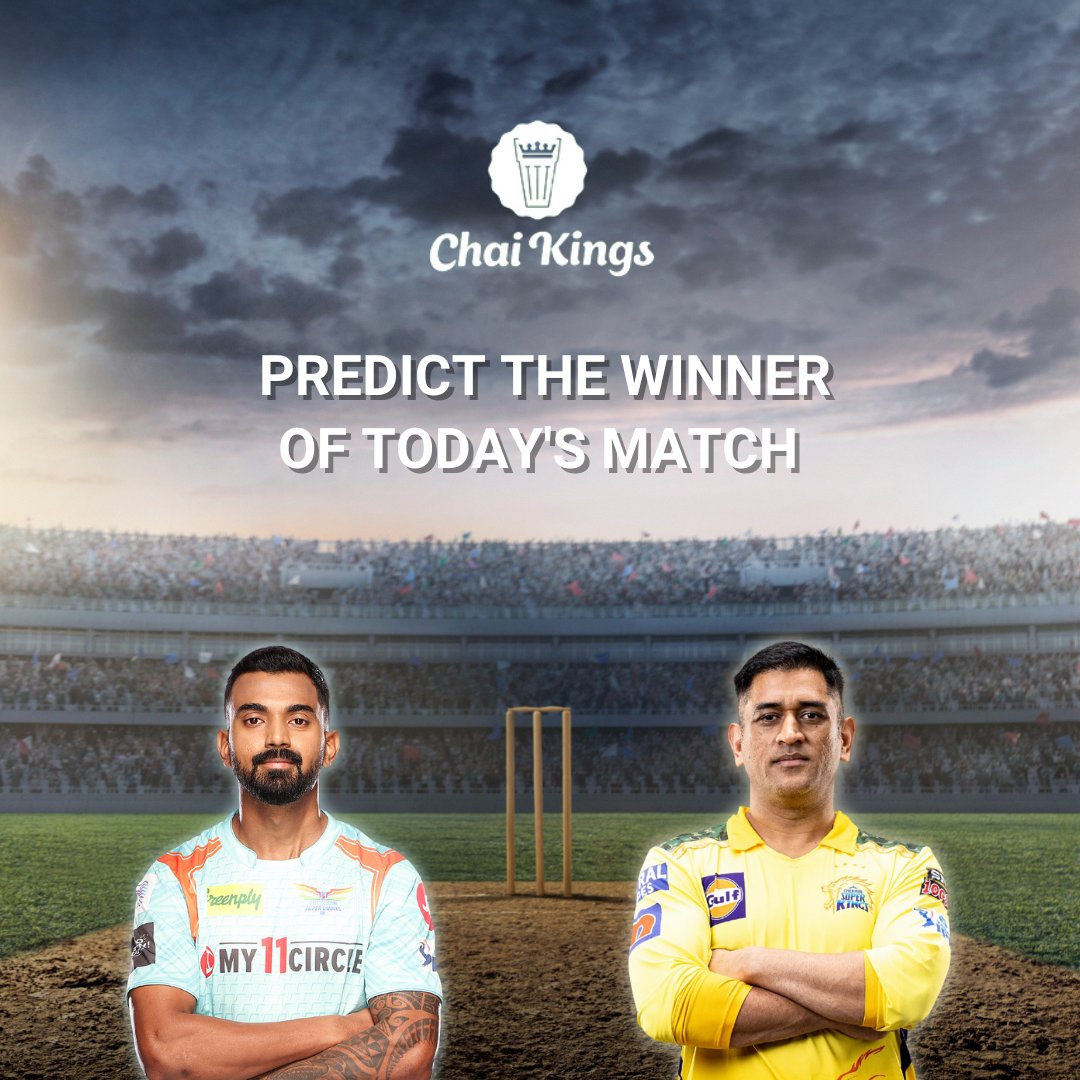 🚨 #ContestAlert 🚨 

Who will win the match - #cskvlsg ? Guess it right and win Gift Vouchers from Chai Kings.

To participate and win:
1. Follow <a href="/ChaifullyYours/">Chai Kings</a>
2. Tag 3 friends
3. Use #ChaiKings
Contest - Only for residents in Chennai, Hyderabad, and Coimbatore
#IPL2023
