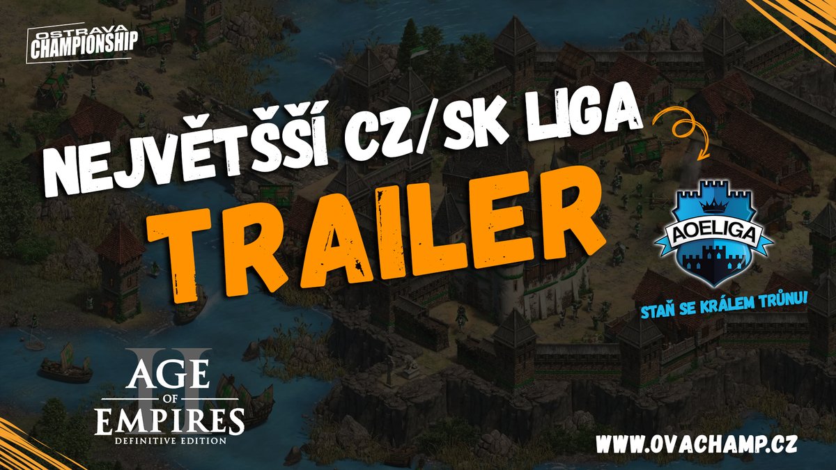 Ovachamp's tweet photo. 🏆 Největší CZ/SK liga ve hře Age of Empires II je tady a ty toho můžeš být součástí❗ Registruj se na https://t.co/I7CiQYpMRm a staň se králem trůnu❗ Trailer zde: https://t.co/7k2oe9pqfH

#Gogen #Relodit @Nugosu @_Genesis_Gaming  #fadee https://t.co/K63BQsHFDL